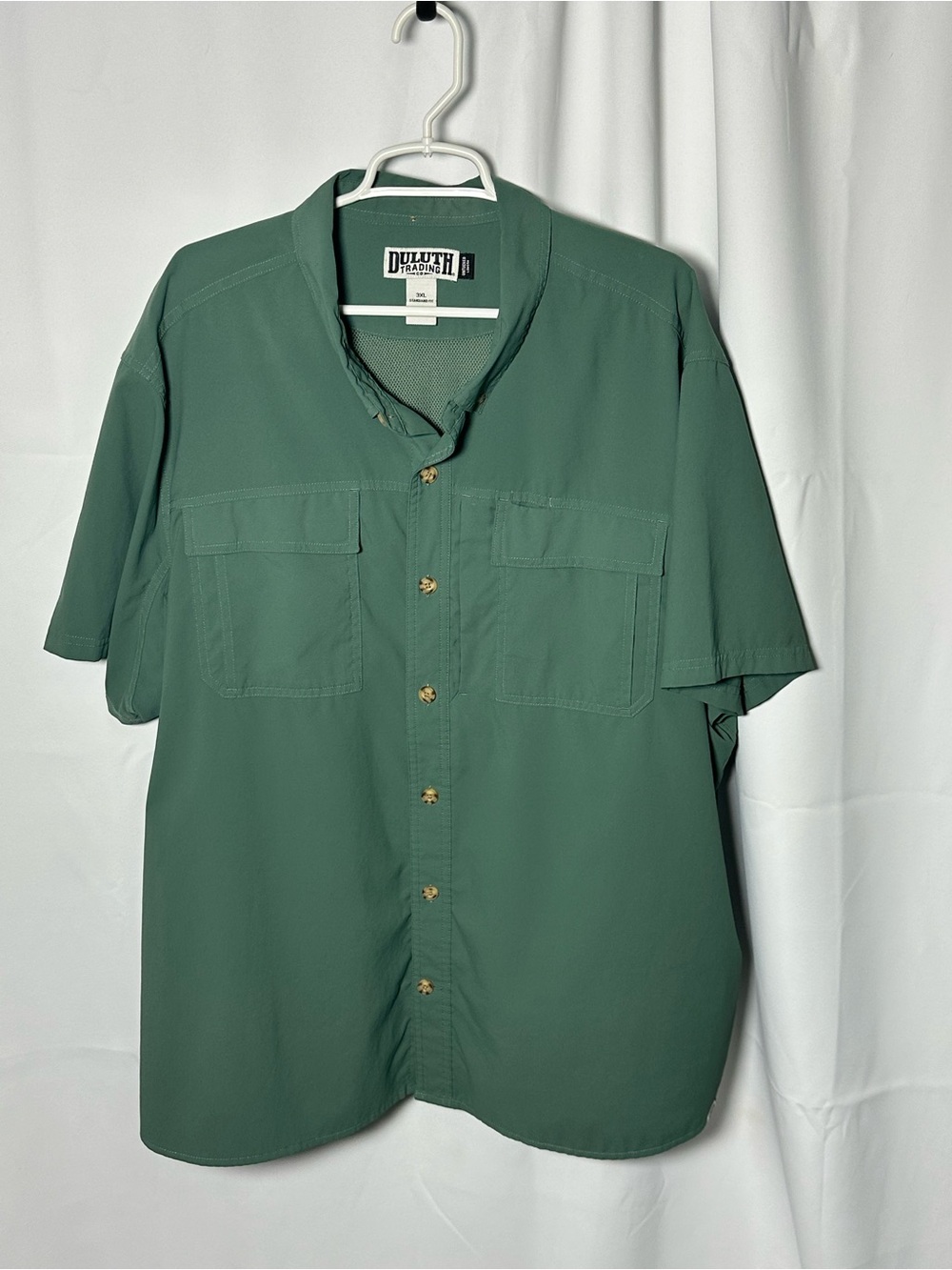 NWOT Duluth Trading Co Short Sleeve Button-Up Shirt in Forest Green vented 3xl